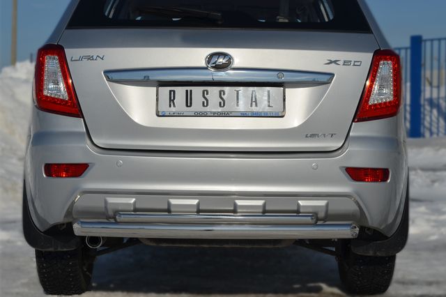 Защита RusStal заднего бампера 76х42 дуга для Lifan X60 2012-2016. Артикул LFZ-001245