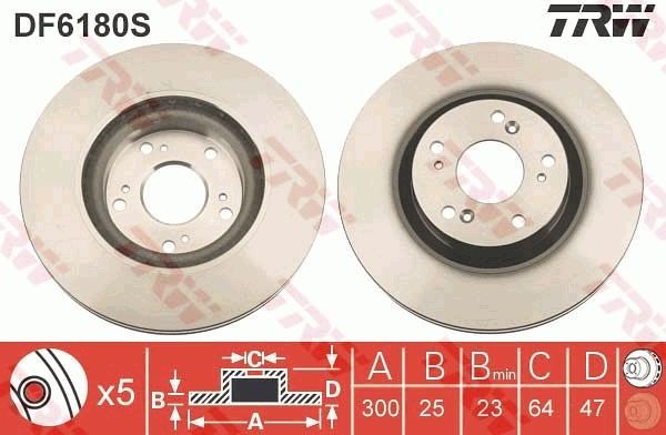Тормозной диск TRW. Артикул DF6180S