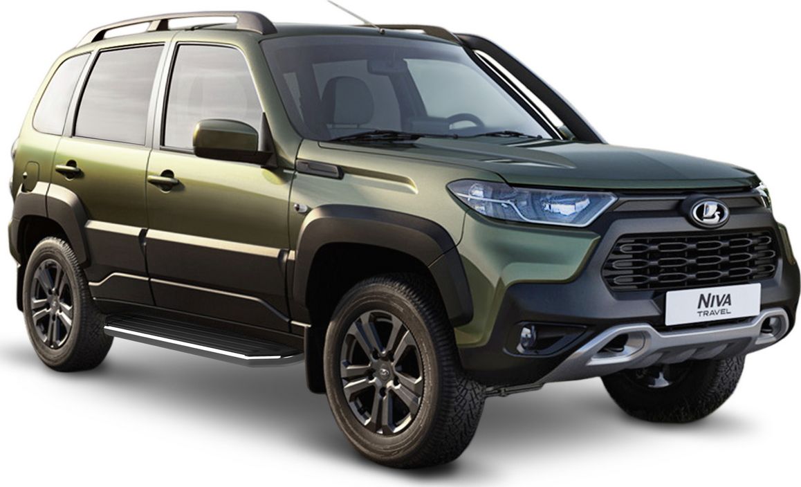 Пороги алюминиевые Rival Premium для Lada Niva Travel 2021-2026. Артикул A160ALP.6006.1