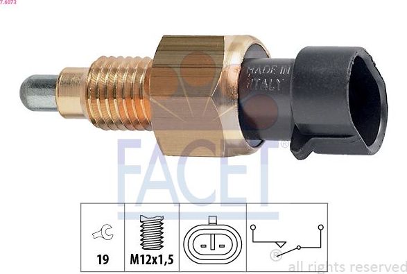 ДАТЧИК ВКЛ ЗАДН СКОРОСТИ Facet Made in Italy - OE Equivalent. Артикул 7.6073