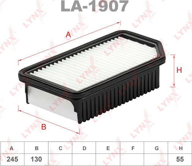 Воздушный фильтр LYNXauto. Артикул LA-1907