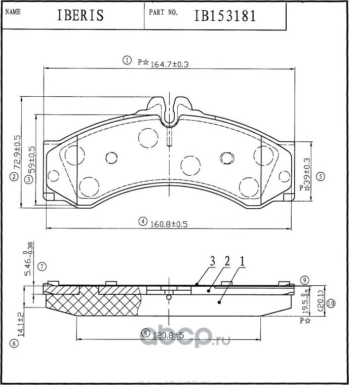 КОЛОДКИ ТОРМОЗНЫЕ ПЕР К-Т MERCEDES SPRINTER CLASSIC 4 6-T (Iberis). Артикул IB153181 