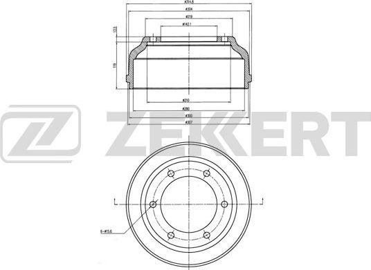 Тормозной барабан Zekkert. Артикул BS-6038