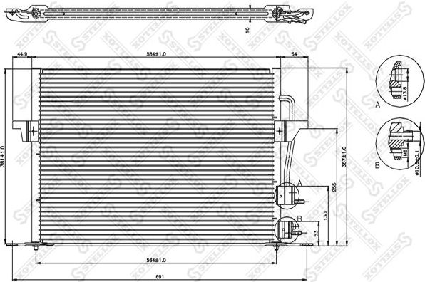 Радиатор кондиционера (конденсатор) Stellox. Артикул 10-45010-SX
