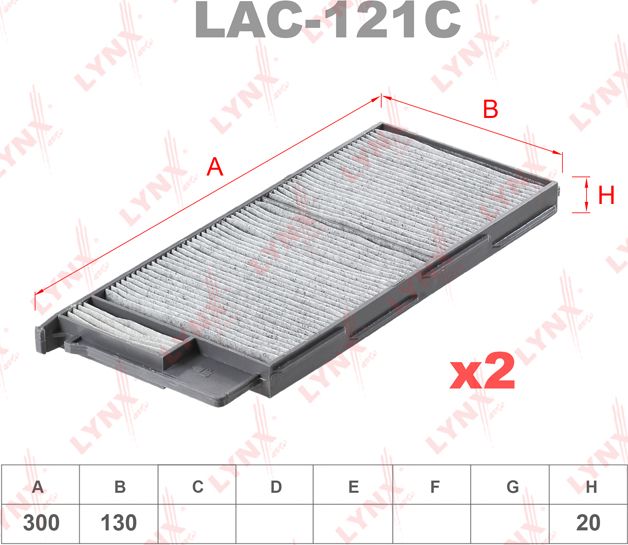 Салонный фильтр LYNXauto для Lexus LX 470 1998-2008. Артикул LAC-121C