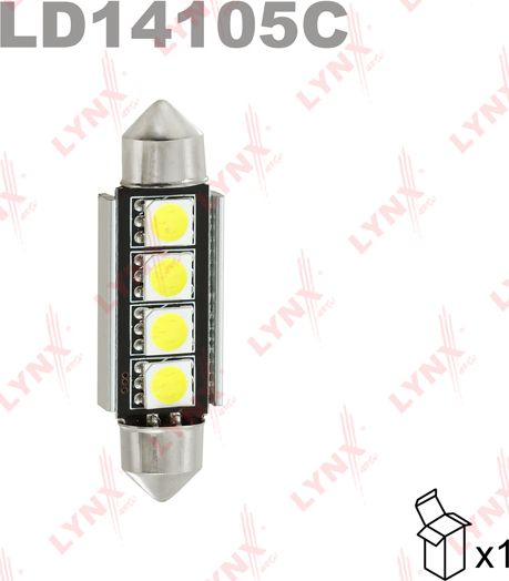 Лампа светодиодная 12V C5W 5W SV8,5 7000K LYNXauto CANBUS 1 шт. картон T11X41mm LD14105C. Артикул LD14105C