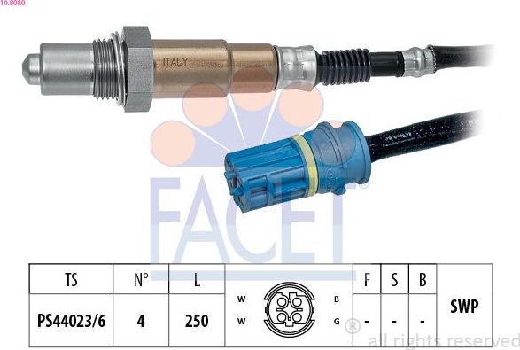 Лямбда-зонд (кислородный датчик) Facet Made in Italy - OE Equivalent для BMW 1 I (E81/E82/E87/E88) 2004-2007. Артикул 10.8080