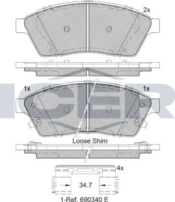 Тормозные колодки Icer передние для Cadillac SRX II 2009-2016. Артикул 182143