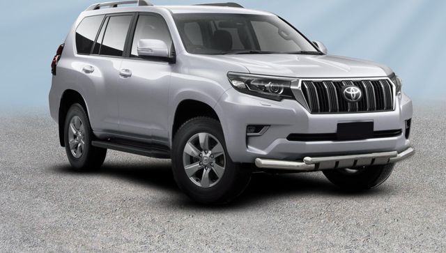 Защита Slitkoff переднего бампера d76+d57 двойная с профильной ЗК для Toyota Land Cruiser Prado 150 2й Рестайлинг 2017-2026. Артикул TOP17-001