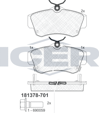 Тормозные колодки Icer. Артикул 181378-701