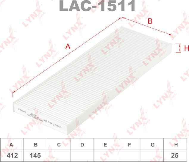 Салонный фильтр LYNXauto. Артикул LAC-1511