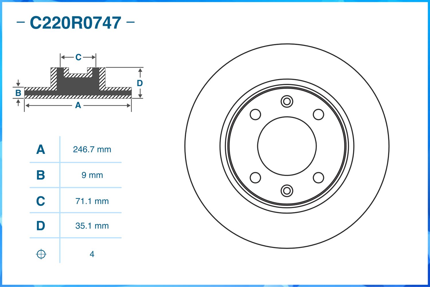 Диск тормозной задний (Cworks). Артикул C220R0747