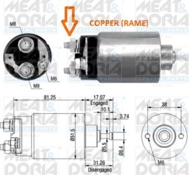 Втягивающее реле стартера Meat & Doria. Артикул 46007