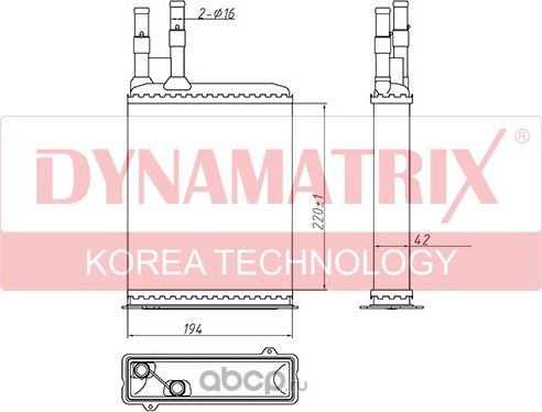 Радиатор отопителя салона (Dynamatrix-Korea). Артикул DR73984