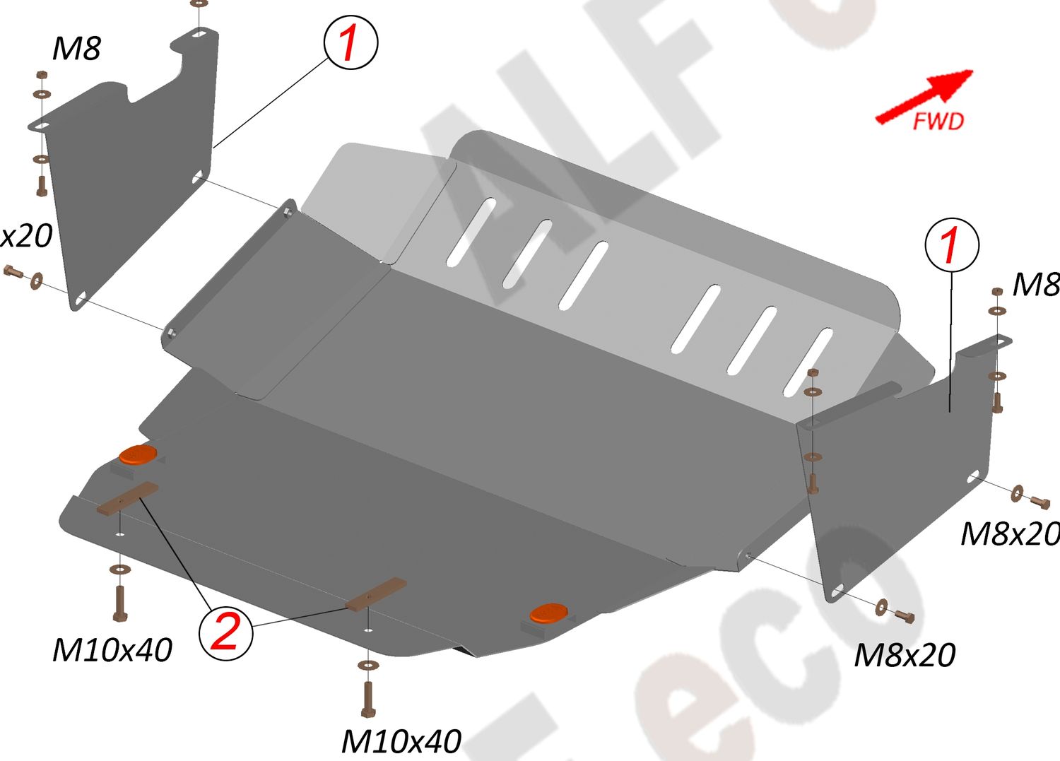 Защита алюминиевая Alfeco для картера и КПП Volkswagen Caravelle T4 1990-2003. Артикул ALF.26.21 AL4