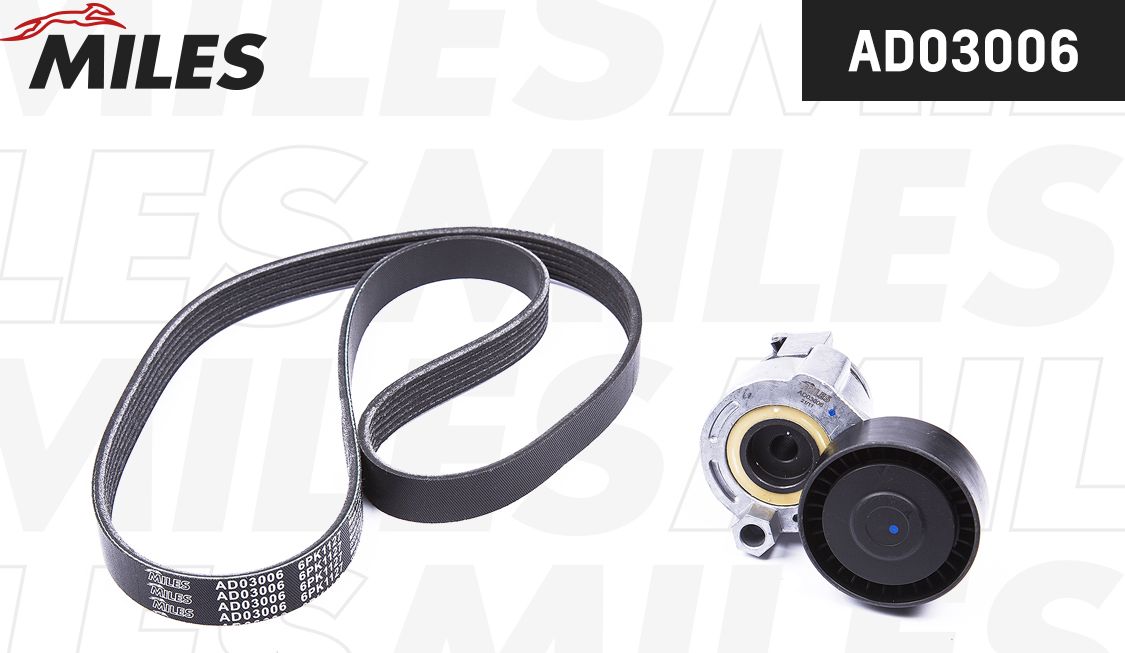 Приводной ремень поликлиновой с роликами (комплект) Miles. Артикул AD03006