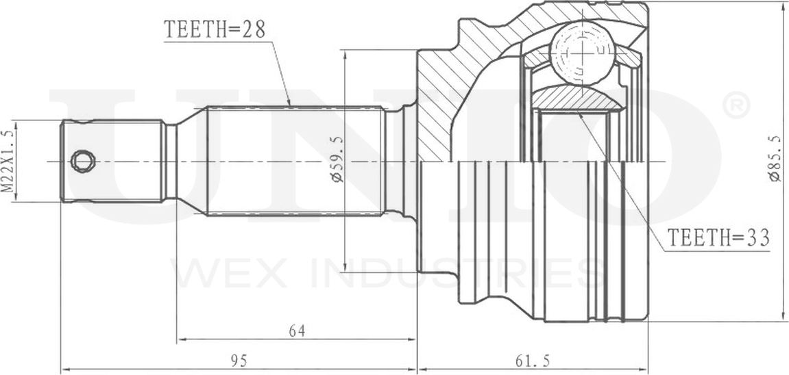 ШРУС наружный (Unio). Артикул CVJ-20117