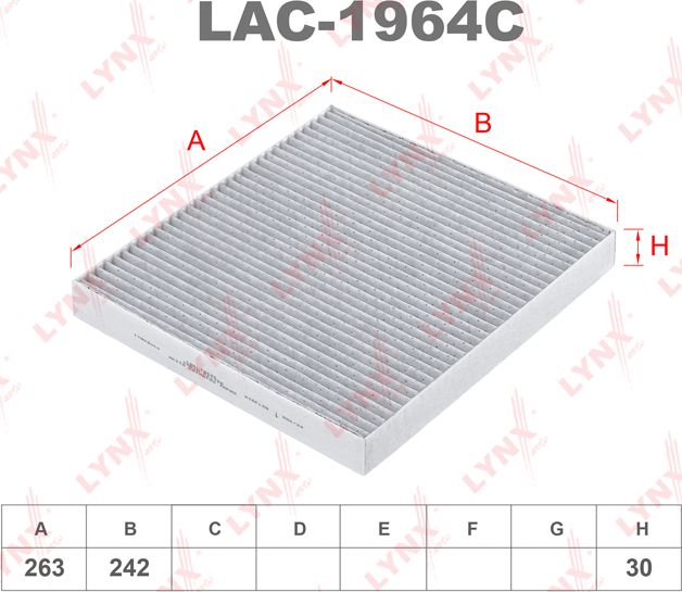 Салонный фильтр LYNXauto для Dodge Durango III 2011-2026. Артикул LAC-1964C