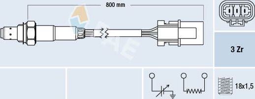 Лямбда-зонд (кислородный датчик) FAE для Nissan 200SX S14 1996-1999. Артикул 77230