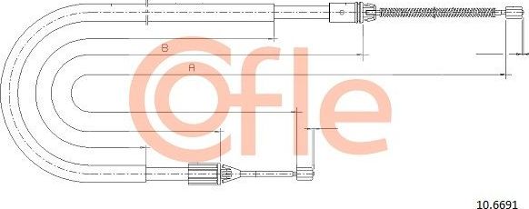 Трос ручника (тросик ручного тормоза) Cofle задний правый/левый для Renault Megane I 1996-2003. Артикул 92.10.6691