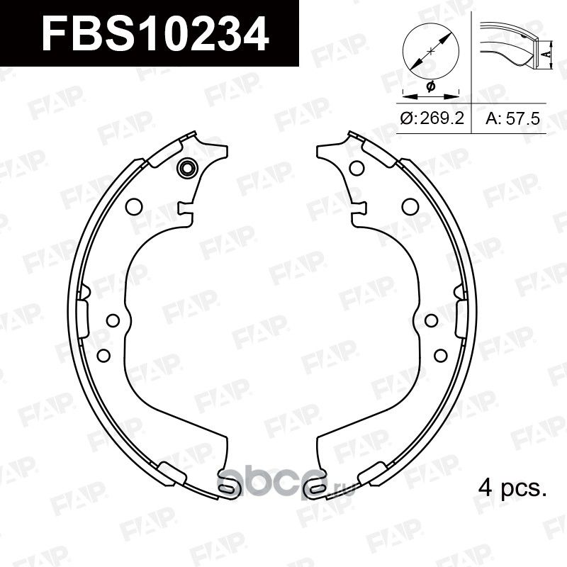 FBS10234 КОЛОДКИ ТОРМОЗНЫЕ БАРАБАННЫЕ (FAP). Артикул FBS10234