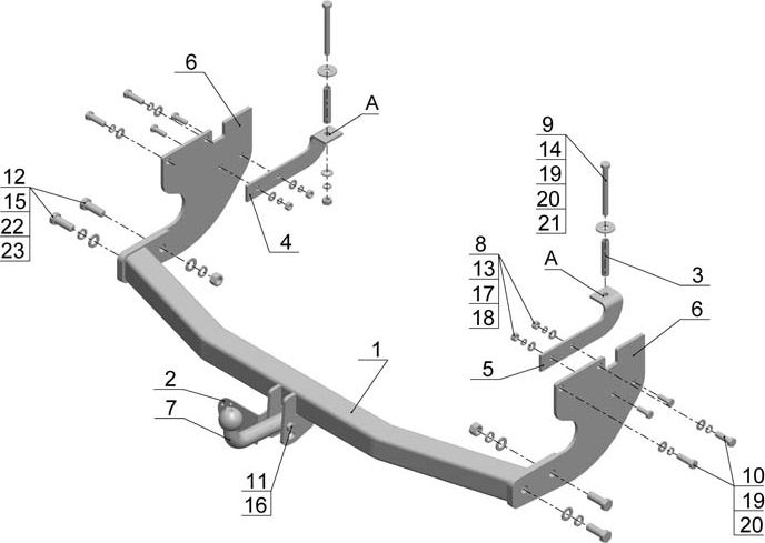 Фаркоп AvtoS для Great Wall Hover H3 2010-2016. Артикул GW 08