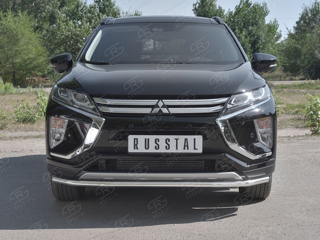 Защита РусCталь переднего бампера d42 секции для Mitsubishi Eclipse Cross 2018-2025. Артикул MEZ-003041
