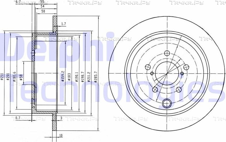 Тормозной диск Delphi задний для Toyota GT86 I 2012-2026. Артикул BG4158