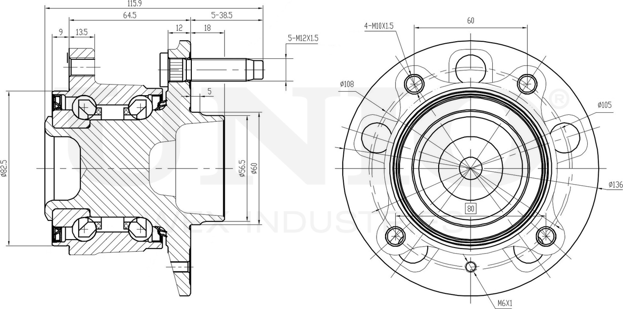Ступица колеса с интегрированным подшипником (Unio). Артикул HUB-20015