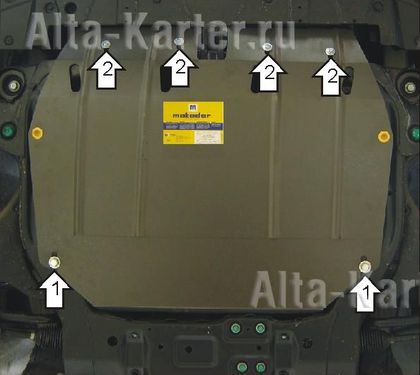 Защита Мотодор для картера, КПП Kia Carens III 2006-2012. Артикул 01023
