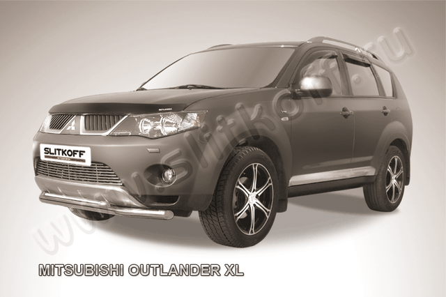 Защита Slitkoff переднего бампера d57/42 двойная для Mitsubishi Outlander XL 2006-2010. Артикул MXL006
