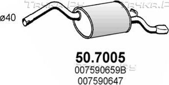 Глушитель (задняя часть) Asso для Skoda Favorit 1989-1994. Артикул 50.7005