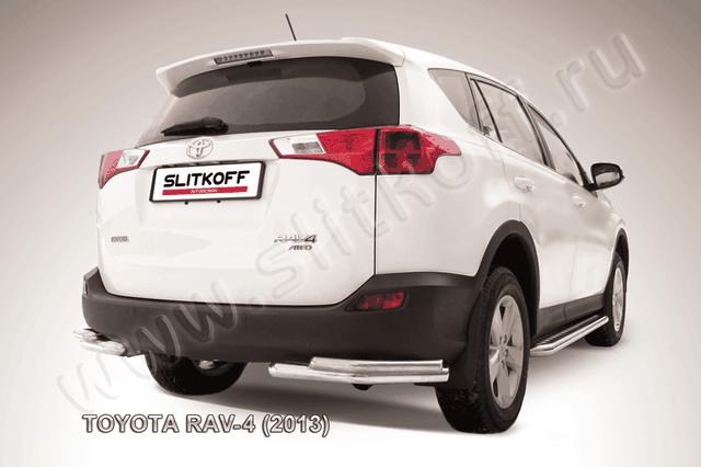 Защита Slitkoff задняя d57/42 уголки двойные для Toyota RAV4 IV 2013-2015. Артикул TR413-014