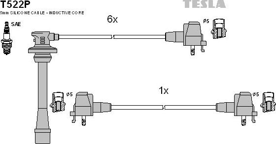 Высоковольтные провода (провода зажигания) (комплект) Tesla. Артикул T522P