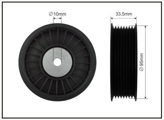 Направляющий (ведущий) ролик приводного поликлинового ремня Caffaro (полимерный материал). Артикул 500044