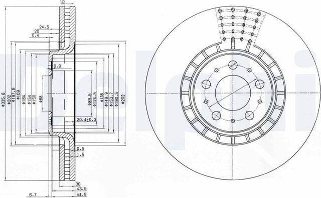 Тормозной диск Delphi передний для Volvo XC90 I 2002-2014. Артикул BG9783C