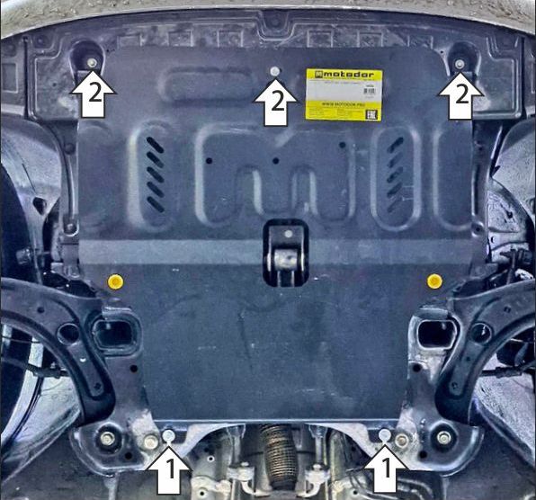 Защита Мотодор для картера и КПП Hyundai Casper АКПП 2021-2024. Артикул 70920