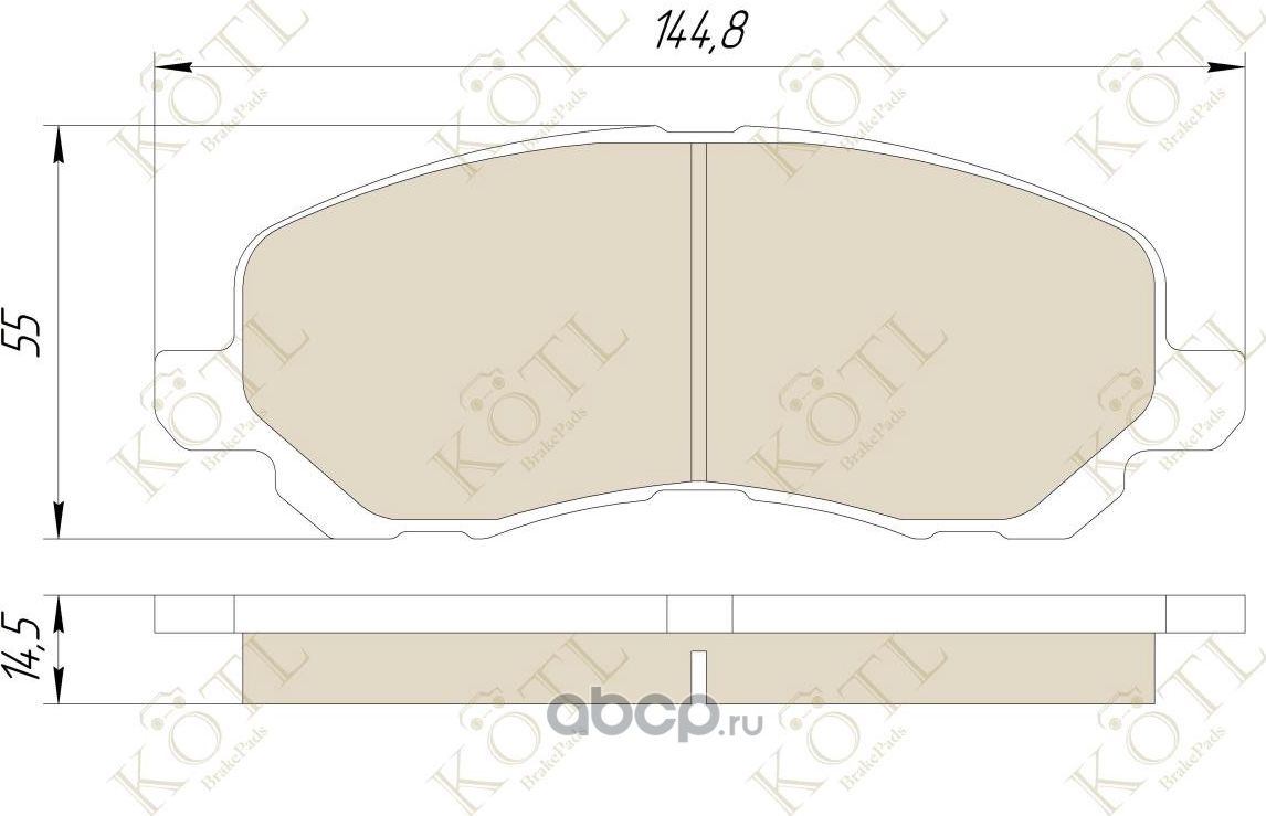 Колодки тормозные дисковые передние к-т MITSUBISHI ASX/LANCER/OUTLANDER/DODGE CALIBER (Kotl) Kotl. Артикул 3287kt