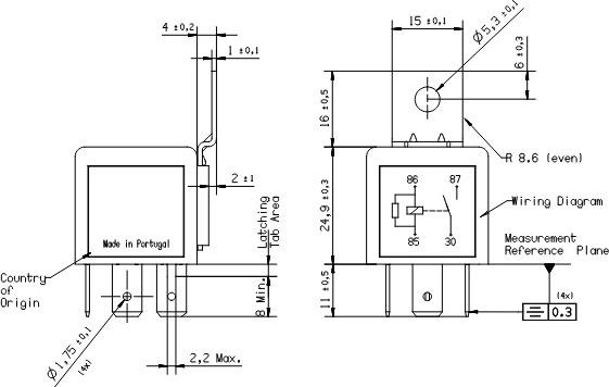 Мини-реле 12V 30A Bosch. Артикул 0 986 332 302