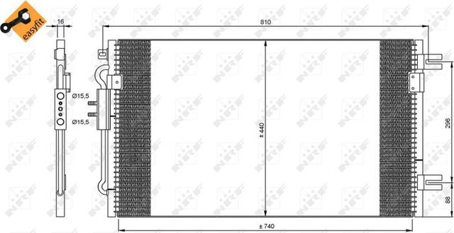 Радиатор кондиционера (конденсатор) NRF EASY FIT. Артикул 35770