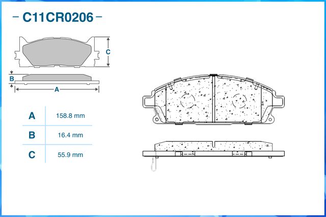 Колодки передние CWORKS C11CR0206. Артикул C11CR0206