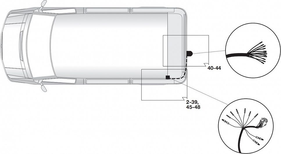Штатная электрика фаркопа Hak-System (полный комплект) 13-полюсная для Volkswagen T5 2011-2015. Артикул 21270555