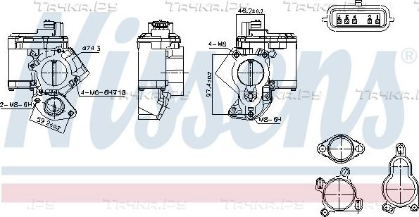 Клапан EGR (рециркуляции выхлопных газов) Nissens (алюминий) для Nissan Primastar I 2006-2014. Артикул 98463