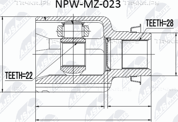 Полуось (привод в сборе, приводной вал) NTY для Peugeot 206 1998-2013. Артикул NPW-PE-004