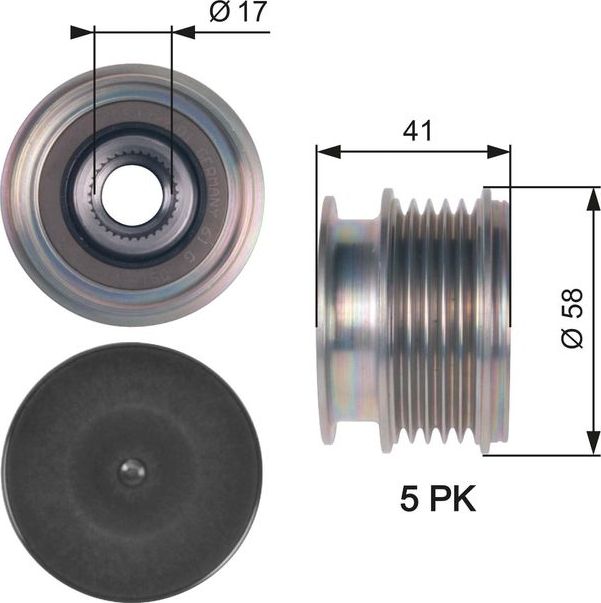Муфта генератора обгонная Gates DriveAlign® для Volvo V50 I 2010-2012. Артикул OAP7126