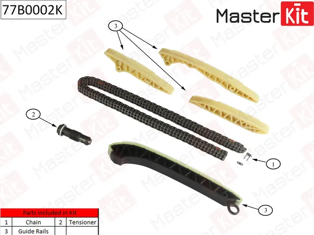 77B0002K Комплект цепи ГРМ Mercedes-Benz W211/221/164 OM272/273 06- (без звездочек) (Master KIT) Master KIT. Артикул 77b0002k