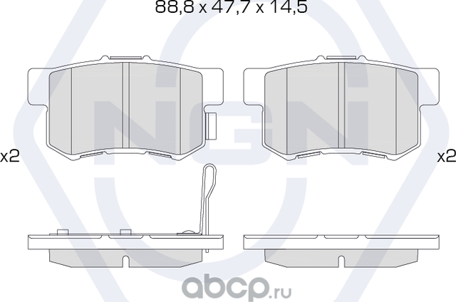 Колодки тормозные керамические, задние (NGN). Артикул 3501991