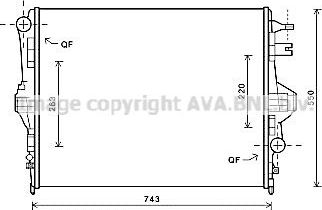 Радиатор охлаждения двигателя AVA для Porsche Cayenne II (958) 2010-2014. Артикул VNA2316