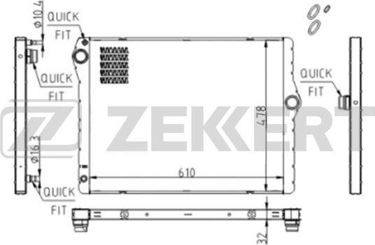 Радиатор охлаждения двигателя Zekkert (алюминий) для Alpina B7 F01/F02 2009-2015. Артикул MK-1615
