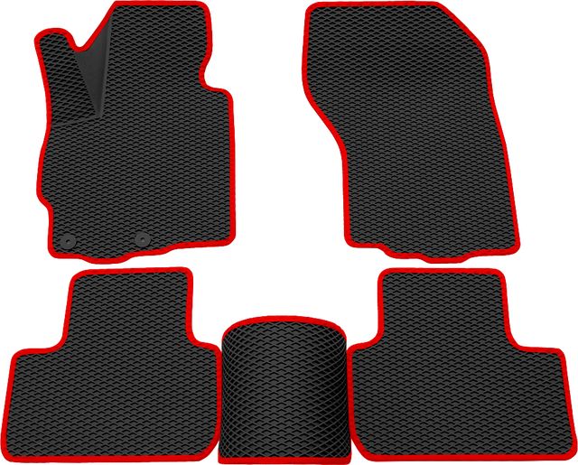 Коврики Rezkon 3D EVA ромб резиновые для салона Mitsubishi ASX 2010-2026 Красный кант. Артикул 9224005104